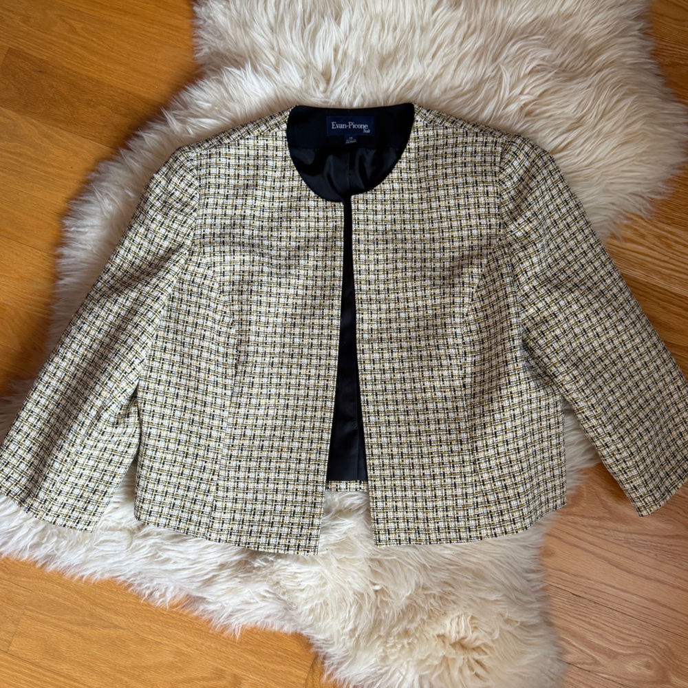 Evan Picone Black and Cream Houndstooth Blazer